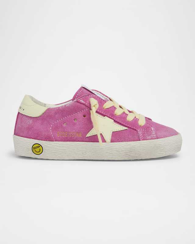 Girl's Super Star Mixed Leather Low-Top Sneakers, Baby/Toddler